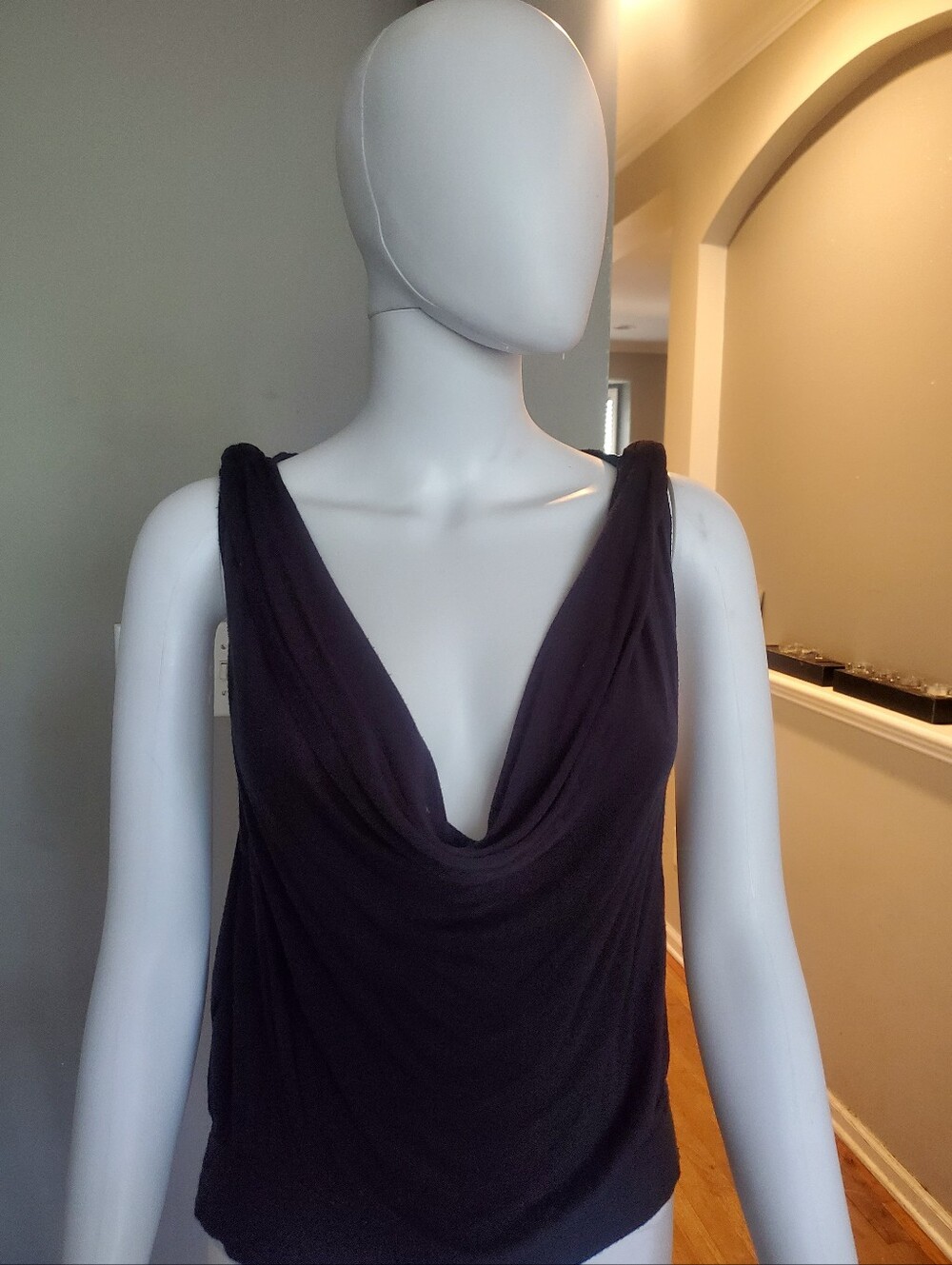 FREE PEOPLE Draped Sleeveless Black Tank Top